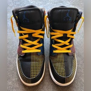 NIKE AIR JORDAN 1 RETRO I MID MMD GS MULTI-COLOR GRID‎ BLACK BLUE DC4092-001 6Y